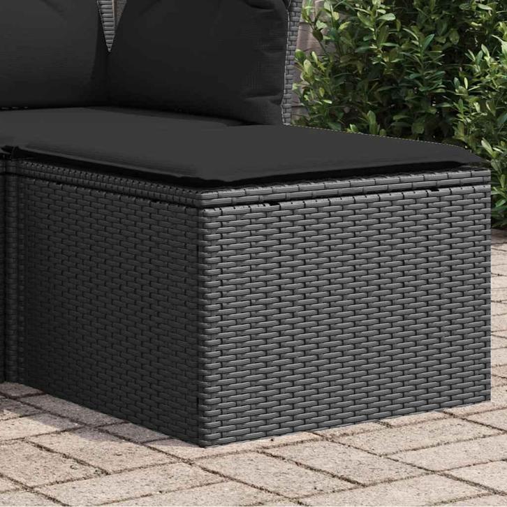 vidaXL Tuinkruk met kussen zwart 55x55x37 cm poly rattan, Tuin en Terras, Tuinsets en Loungesets, Nieuw, Verzenden