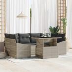 vidaXL Tuinbank Set met opslag 7 pcs Lichtgrijs Poly rattan, Verzenden, Nieuw