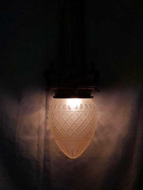 Lampe à suspendre - Laiton, Verre, Antiek en Kunst, Curiosa en Brocante
