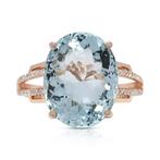 Ring - 18 karaat Roségoud -  5.44ct. tw. Aquamarijn -, Handtassen en Accessoires, Nieuw