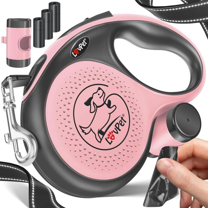 Lovpet® Hondenriem - Rollijn - 3 meter - Antislip - Roze •, Dieren en Toebehoren, Hondenriemen, Nieuw, Verzenden