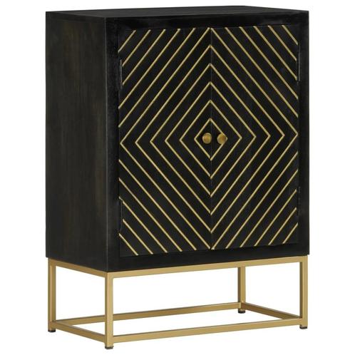 vidaXL Buffet avec 2 portes noir et doré 55x30x75 cm, Maison & Meubles, Armoires | Dressoirs, Neuf, Envoi