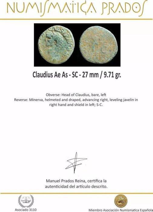 Romeinse Rijk. Claudius (41-54 n.Chr.). As Minerva SC, Postzegels en Munten, Munten | Europa | Niet-Euromunten