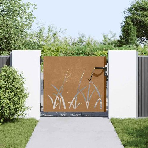 vidaXL Poort 85x100 cm grasontwerp cortenstaal, Tuin en Terras, Tuinpoorten, Nieuw, Verzenden