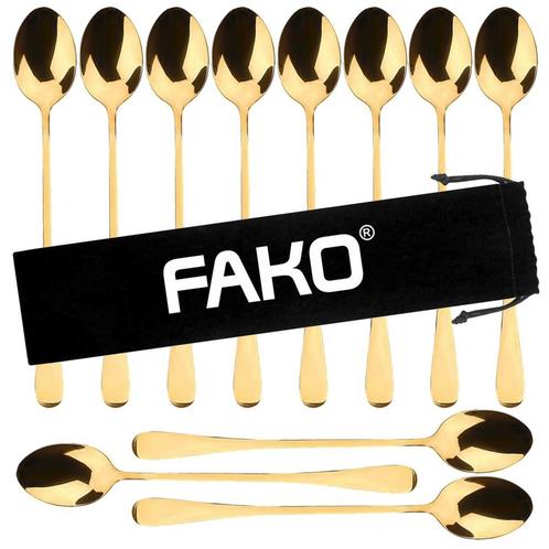Fako Bijoux® - 12 Lange Lepels - Latte Macchiato - Longdrink, Maison & Meubles, Cuisine | Couverts, Envoi
