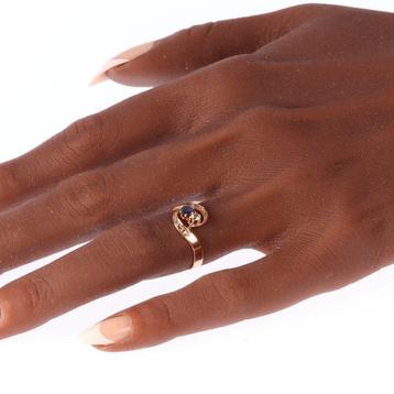 Bague - 18 carats Or rose - 0.18ct. tw. Saphir - Diamant -