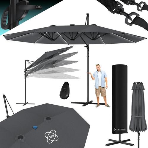 Dubbele parasol - met LED - 460x270 cm - kantelbaar -  360°, Tuin en Terras, Zonneschermen, Verzenden