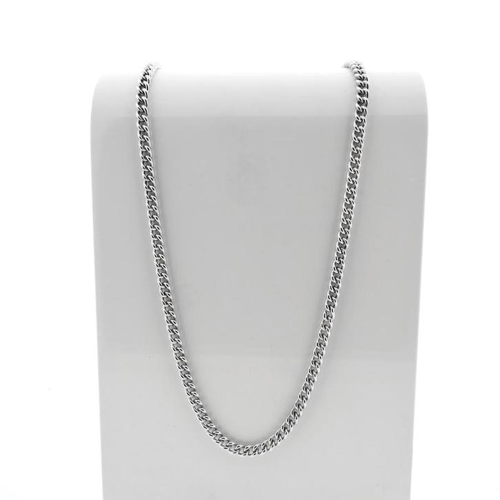 Zilveren gourmetschakel ketting | 95 cm (heren ketting), Handtassen en Accessoires, Kettingen, Overige kleuren, Gebruikt, Zilver