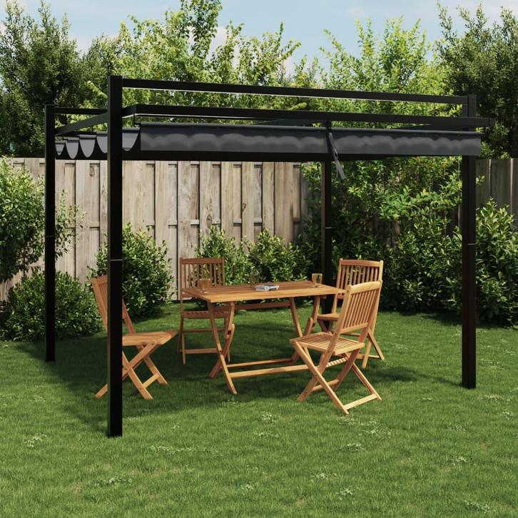 vidaXL Prieel met uittrekbaar dak 3x3 m aluminium, Tuin en Terras, Partytenten, Nieuw, Verzenden