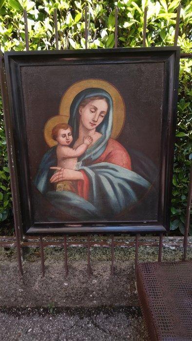 Italiaanse school (XVII) - Madonna con Bambino, Antiek en Kunst, Kunst | Schilderijen | Klassiek