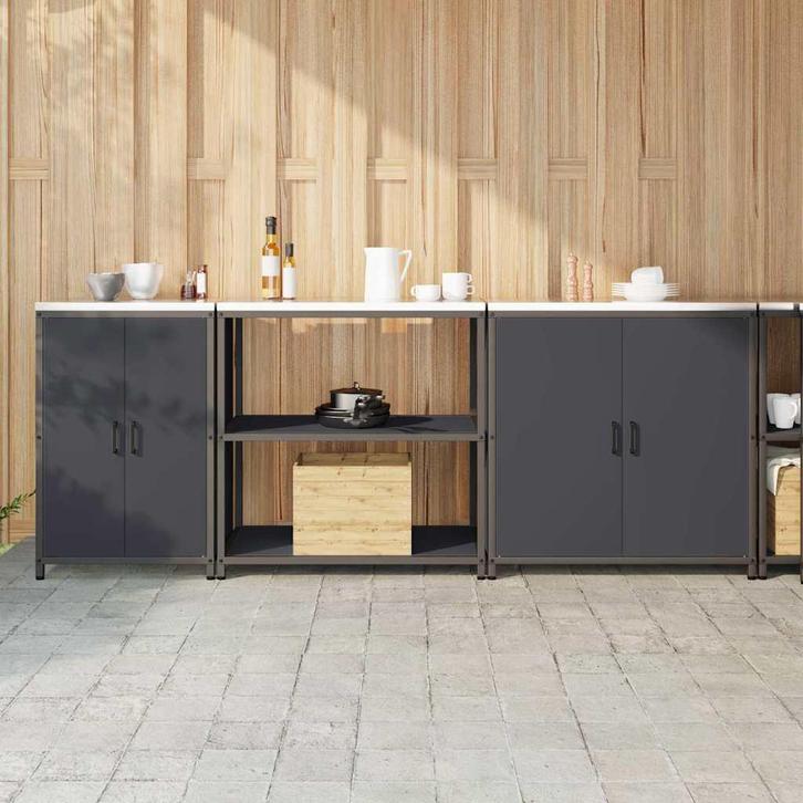 vidaXL Keukenopbergsysteem met plank 3 pcs Antraciet 240 x, Huis en Inrichting, Kasten | Overige, Nieuw, Verzenden
