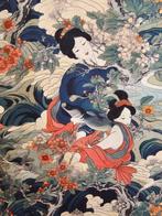 Zeldzame Oosterse Art Nouveau stof met Geisha - 300x280cm -, Antiek en Kunst
