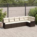 vidaXL 6-delige tuinset met kussens bruin poly rattan, Tuin en Terras, Verzenden, Nieuw