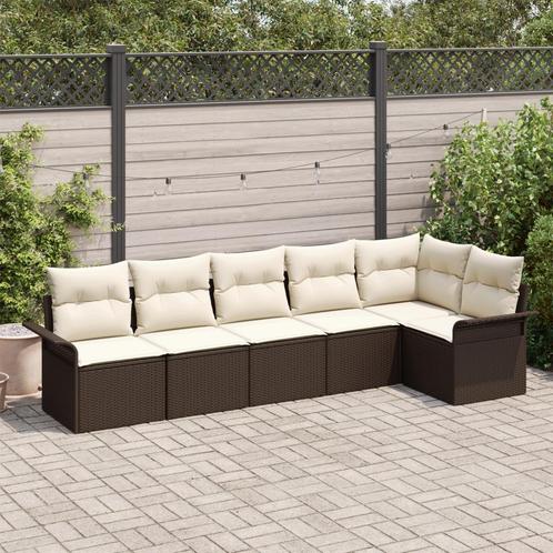 vidaXL 6-delige tuinset met kussens bruin poly rattan, Tuin en Terras, Tuinsets en Loungesets, Nieuw, Verzenden