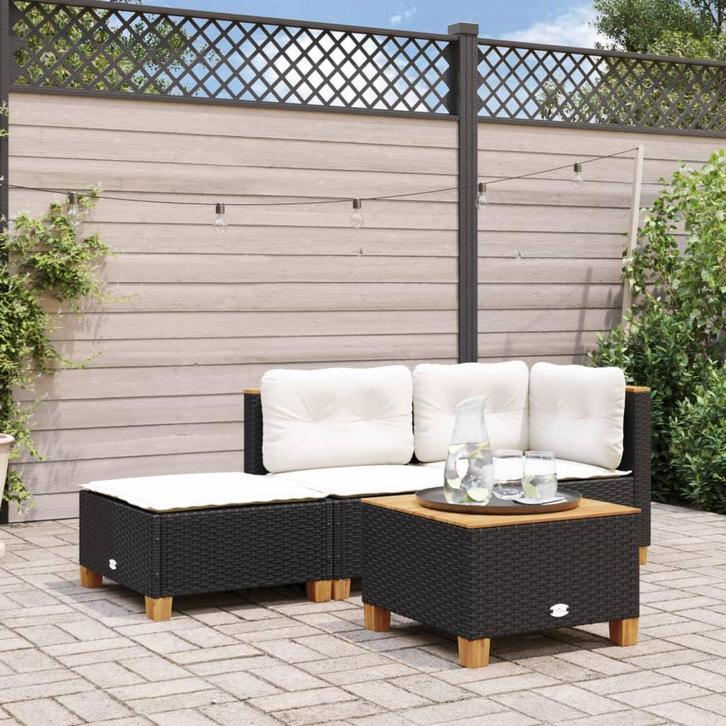 vidaXL Tuinkruk met kussen 63,5x56x32 cm poly rattan zwart, Tuin en Terras, Tuinsets en Loungesets, Nieuw, Verzenden