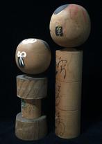 Set van 2 / Japanse vintage houten kokeshi-pop (Hoogte: