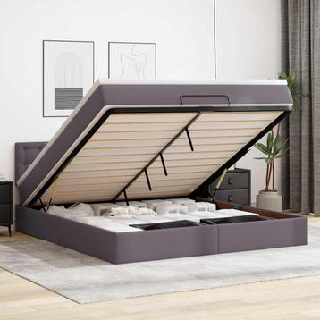 vidaXL Bed poef met matrassen en LEDs 160x200cm kunstleer, Verzenden
