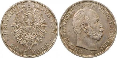 Duitsland 5 Mark Wilhelm I 1876 A Preussen Pruisen vorzue..., Postzegels en Munten, Munten | Europa | Niet-Euromunten, België