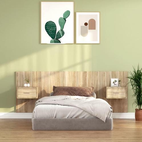 vidaXL Hoofdbord met kastjes bewerkt hout sonoma, Huis en Inrichting, Slaapkamer | Bedden, Nieuw, Verzenden
