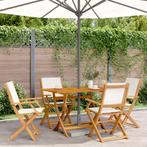 vidaXL Tuinstoelen 4 st inklapbaar massief hout en stof, Tuin en Terras, Tuinstoelen, Verzenden, Nieuw
