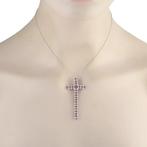 Ketting met hanger - 18 karaat Witgoud, 18K witgouden kruis