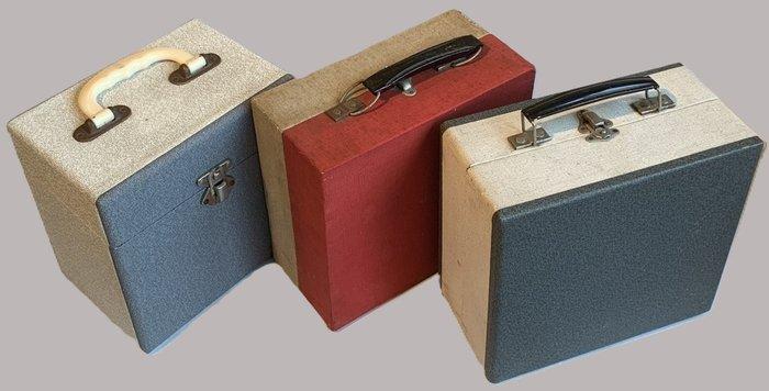 Cheney - Drie vintage platenkoffers - Boîte - Bois,, Antiquités & Art, Curiosités & Brocante