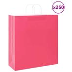vidaXL Papieren zakken 250 st met hengsels 45x17x48 cm roze, Diversen, Cadeauverpakkingen, Verzenden, Nieuw