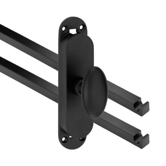 Kruk-espagnolet Ei ovaal mat zwart inclusief 2 stangen, Doe-het-zelf en Bouw, Hang- en Sluitwerk, Klink of Kruk, Nieuw, Overige materialen