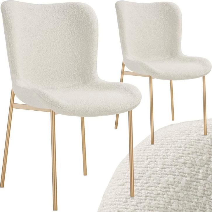 Eetkamerstoelen - Set van 2 - Fluweel - Wit - Tectake®, Huis en Inrichting, Woonaccessoires | Overige, Nieuw, Verzenden