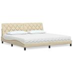 vidaXL Bed met matras stof crèmekleurig 200x200 cm, Huis en Inrichting, Verzenden, Nieuw