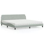 vidaXL Lit avec matelas gris clair 200x200 cm velours, Verzenden, Neuf