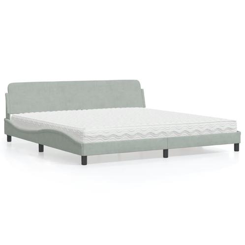 vidaXL Lit avec matelas gris clair 200x200 cm velours, Maison & Meubles, Chambre à coucher | Lits, Neuf, Envoi