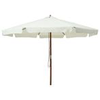 Zandwitte Parasol 330cm Hout | Retour Deal OP = OP, Verzenden, Nieuw, 3 tot 4 meter, Stokparasol