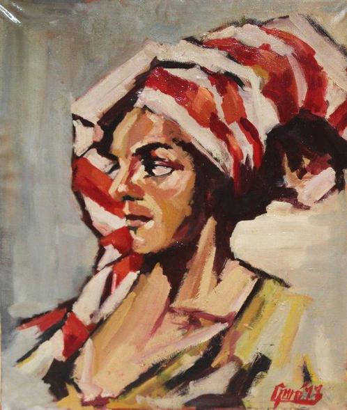 Spaanse school (XX) - Retrato de perfil, Antiek en Kunst, Kunst | Schilderijen | Klassiek