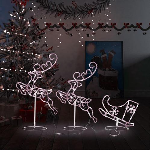 vidaXL Kerstdecoratie rendieren en slee 260x21x87 cm acryl, Divers, Noël, Envoi