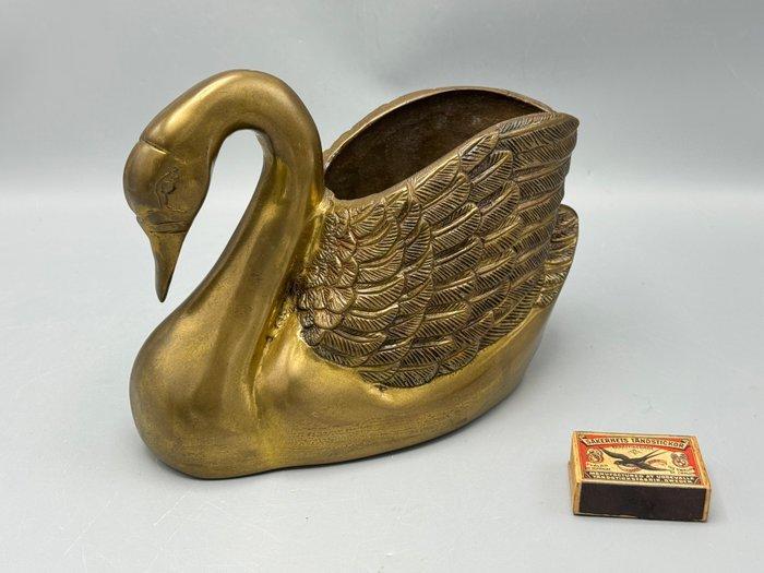 Bloempot - Messing - Mid century zware zwaan, Antiquités & Art, Curiosités & Brocante