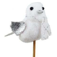 Vogel vilt 6cm.+15cm. stok zilver/wit Bijsteker, Hobby en Vrije tijd, Knutselen, Nieuw