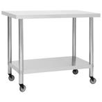 vidaXL Keukenwerktafel met wielen 100x45x85 cm roestvrij, Zakelijke goederen, Horeca | Overige, Verzenden
