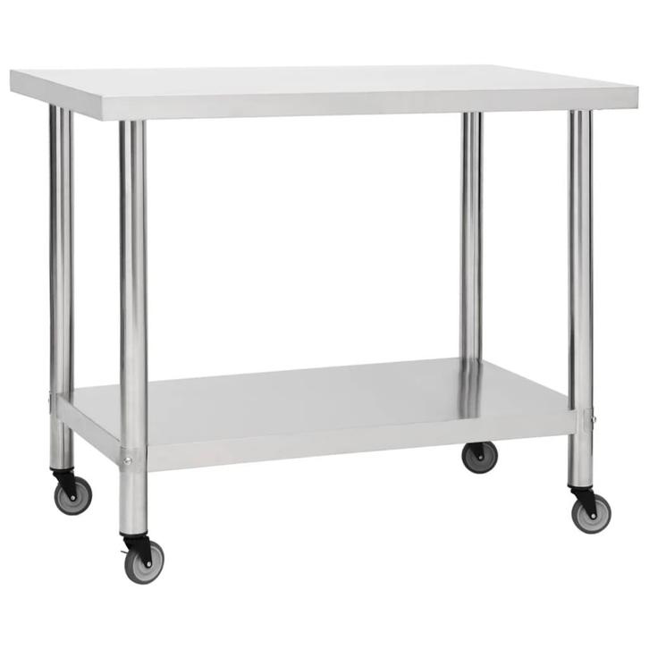 vidaXL Keukenwerktafel met wielen 100x45x85 cm roestvrij, Zakelijke goederen, Horeca | Overige, Verzenden