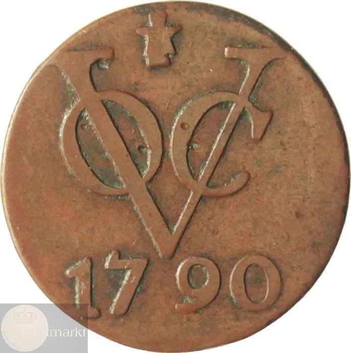VOC - Utrecht. V.O.C. duit 1790 ster over gebakerd kindje, Postzegels en Munten, Munten | Nederland