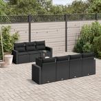 vidaXL 8-delige Loungeset met kussens poly rattan zwart, Tuin en Terras, Verzenden, Nieuw