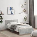 vidaXL Bedframe met hoofdeinde bewerkt hout betongrijs, Huis en Inrichting, Slaapkamer | Bedden, Verzenden, Nieuw
