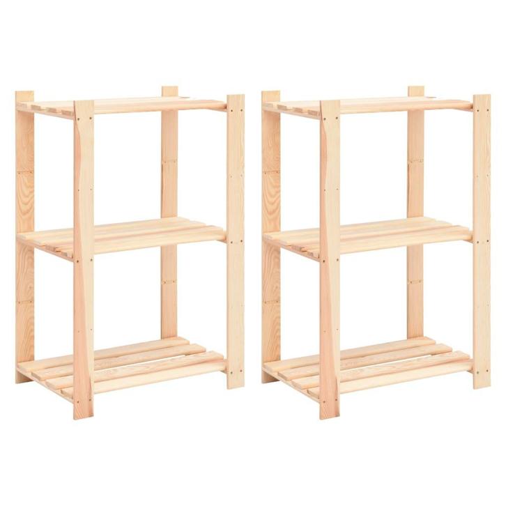 vidaXL Opbergrekken 3-laags 2 st 60x38x90 cm massief, Huis en Inrichting, Kasten | Stellingkasten, Nieuw, Verzenden