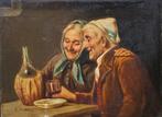 Belgian school (XIX) - Happy elderly couple, Antiquités & Art