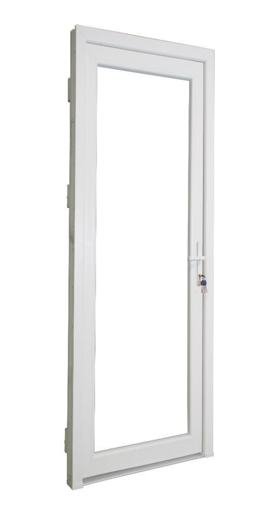 PVC Deur volledig glas Premium b98xh215 cm wit R, Doe-het-zelf en Bouw, Deuren en Vliegenramen, Nieuw, Glas, Kunststof, Metaal