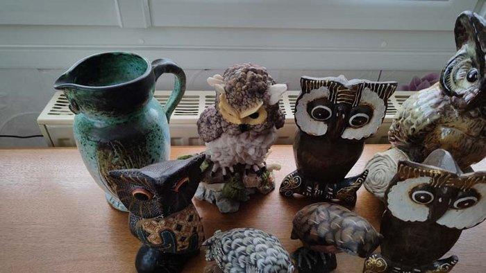 sculptuur, Lot de 15 Chouettes - 0 cm - Diverse Materialen, Antiek en Kunst, Antiek | Speelgoed