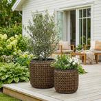 Set van 2 lage plantenpotten - donkerbruin - Ø 33 x 30 cm /, Maison & Meubles, Verzenden