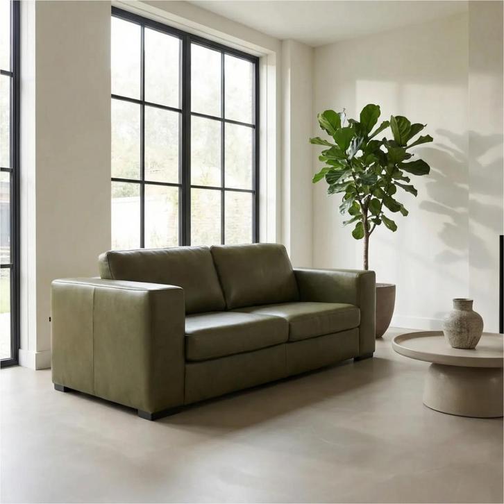 Leren bank Flow - 2,5 zits, Huis en Inrichting, Zetels | Zetels, 200 tot 250 cm, 75 tot 100 cm, Nieuw, Leer, Ophalen of Verzenden