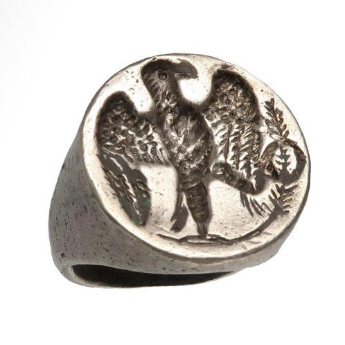 Oud-Romeins Zilver Ring met militaire adelaar, Handtassen en Accessoires, Antieke sieraden