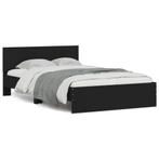 vidaXL Cadre de lit avec tête de lit et LED noir 135x190, Neuf, Verzenden